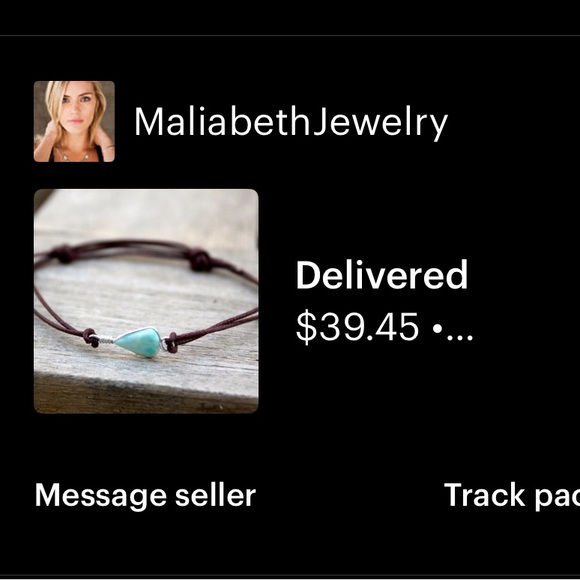 Delicate blue larimar crystal gemstone bracelet on brown cord - Picture 6 of 8